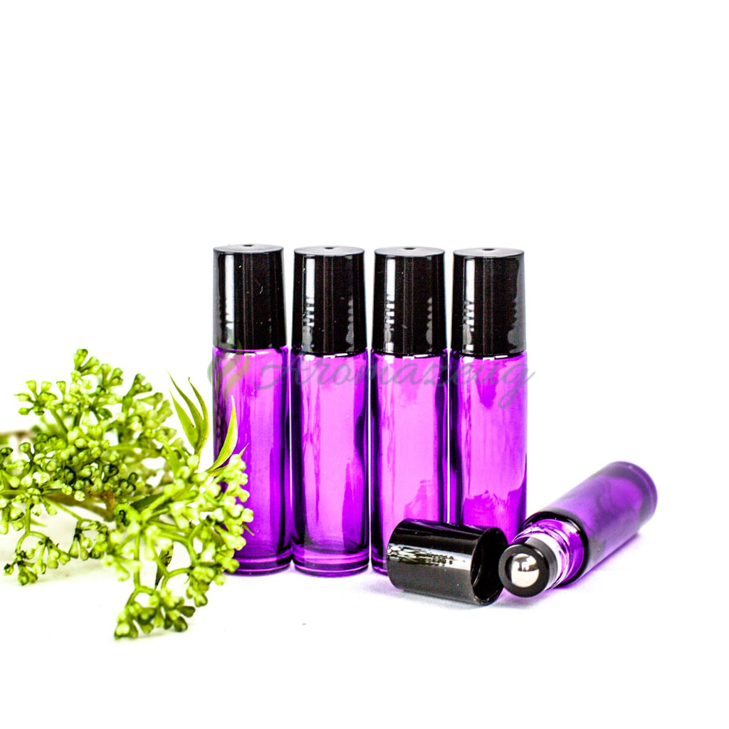 Newzoll 10 Ml Glas-Rollonflaschen Set – Farbverlauf Blau/Lila, 10 Stück Inkl. Trichter & Öffner