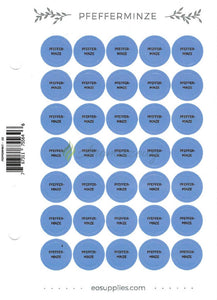 Aufkleber Für Flaschen Deutsch (Einzelöle) - 35 Pro Seite Gerades Design Pfefferminze