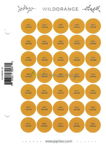 Aufkleber Für Flaschen Deutsch (Einzelöle) - 35 Pro Seite Gerades Design Wildorange