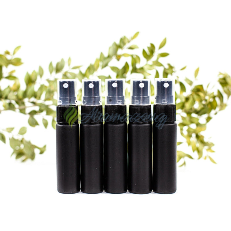 Laden Sie das Bild in Galerie -Viewer, 10 Ml Deluxe Farbige Roll-On-Flaschen In Matt Mit Spray-Aufsatz - Paket Von 5 Schwarz Spray Flasche
