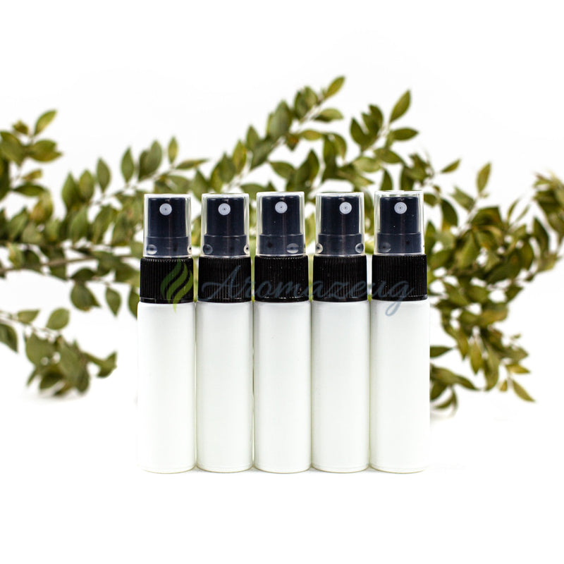 Laden Sie das Bild in Galerie -Viewer, 10 Ml Deluxe Farbige Roll-On-Flaschen In Matt Mit Spray-Aufsatz - Paket Von 5 Weiß Spray Flasche
