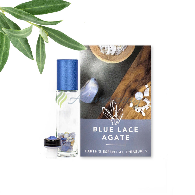 Laden Sie das Bild in Galerie -Viewer, Edelstein 10 Ml Roll-On Set Blauer Streifenachat Aufsatz
