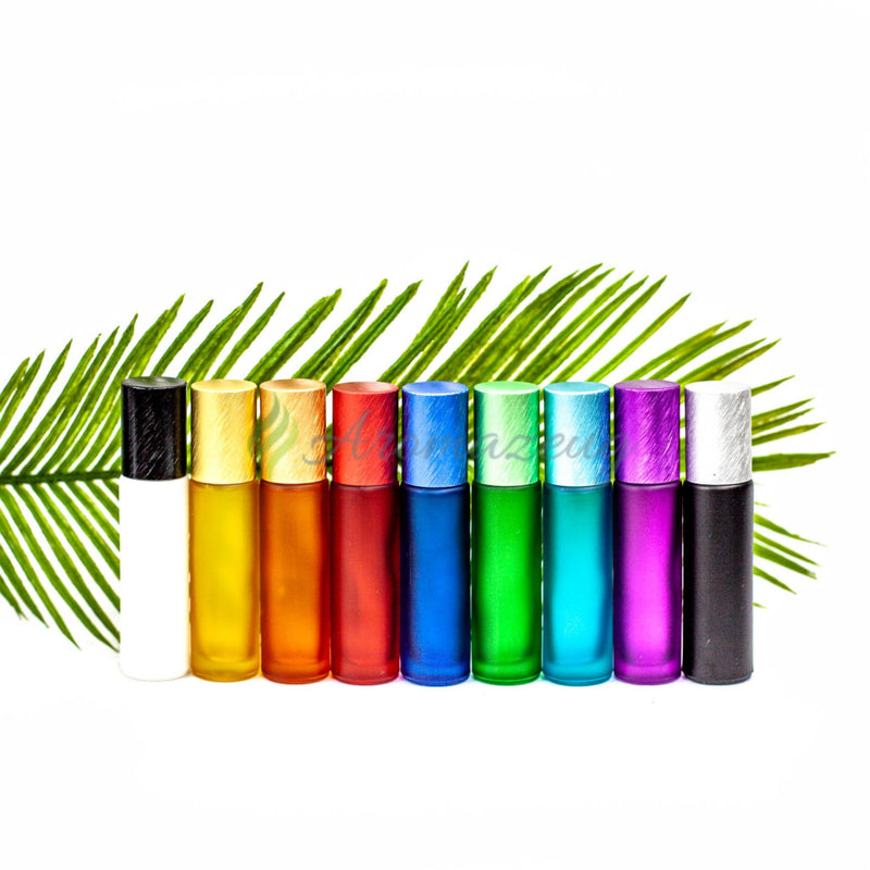 Laden Sie das Bild in Galerie -Viewer, 10 Ml Farbige Roll-On Flaschen In Matt Mit Metalldeckel &amp; Reiseetui Flasche
