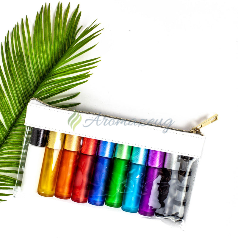 Laden Sie das Bild in Galerie -Viewer, 10 Ml Farbige Roll-On Flaschen In Matt Mit Metalldeckel &amp; Reiseetui Flasche
