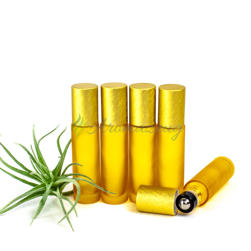 Laden Sie das Bild in Galerie -Viewer, 10 Ml Farbige Roll-On Flaschen In Matt Mit Metalldeckel Und Premium-Rollern - Paket Von 5 Flasche
