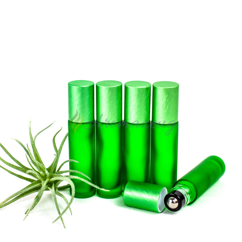 Laden Sie das Bild in Galerie -Viewer, 10 Ml Farbige Roll-On Flaschen In Matt Mit Metalldeckel Und Premium-Rollern - Paket Von 5 Flasche
