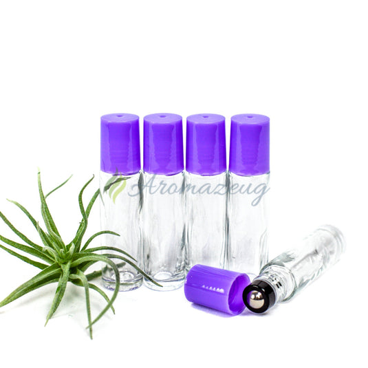 10 Ml Klare Roll-On Flaschen Mit Premium-Rollern - Paket Von 5 Amethyst Flasche