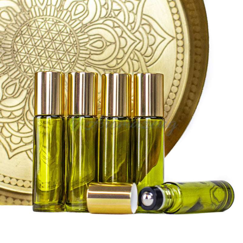 Laden Sie das Bild in Galerie -Viewer, 10 Ml Roll-On Flaschen Olive (Paket Von 5)
