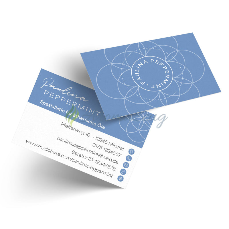 Laden Sie das Bild in Galerie -Viewer, 100 Personalisierte Visitenkarten Für Berater Azur Design Mit Eigenem Namen Für
