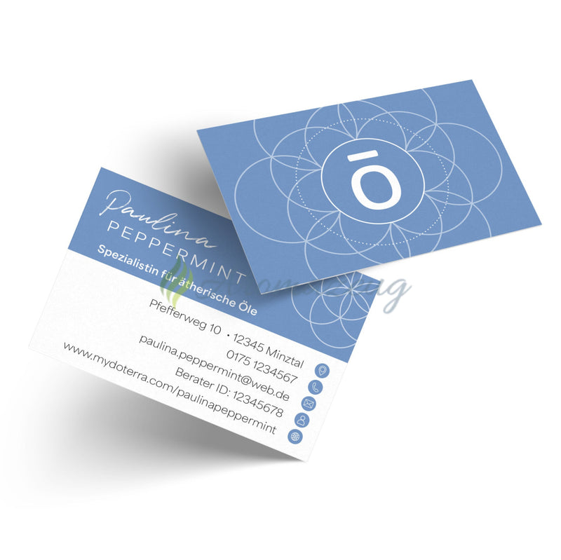 Laden Sie das Bild in Galerie -Viewer, 100 Personalisierte Visitenkarten Für Berater Azur Design Mit Ō-Logo Für
