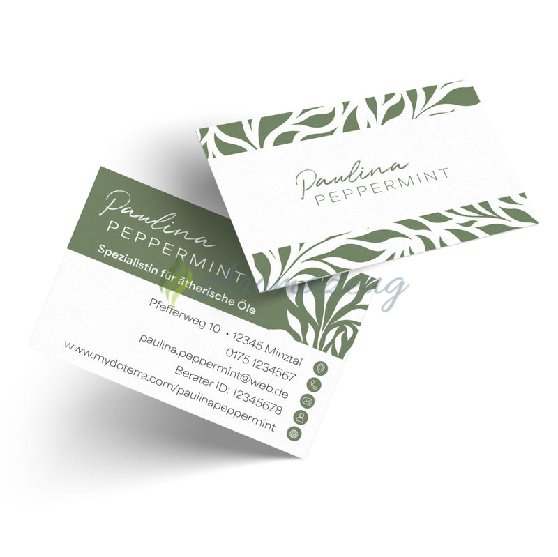 Laden Sie das Bild in Galerie -Viewer, 100 Personalisierte Visitenkarten Für Berater Leaf Design Mit Eigenem Namen Für
