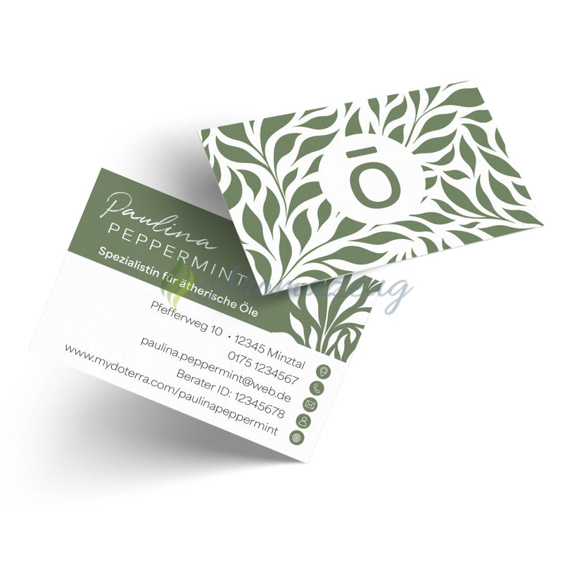 Laden Sie das Bild in Galerie -Viewer, 100 Personalisierte Visitenkarten Für Berater Leaf Design Mit Ō-Logo Für
