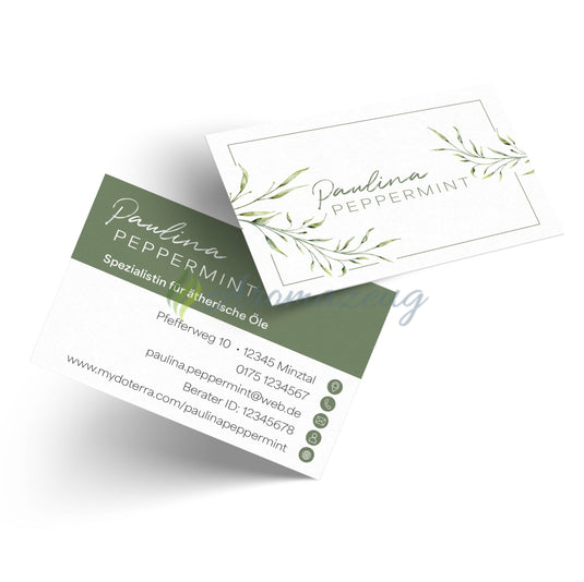 100 Personalisierte Visitenkarten für Berater OLIVE (Wieder erhältlich ab 19.05.) Design mit eigenem Namen Für Berater