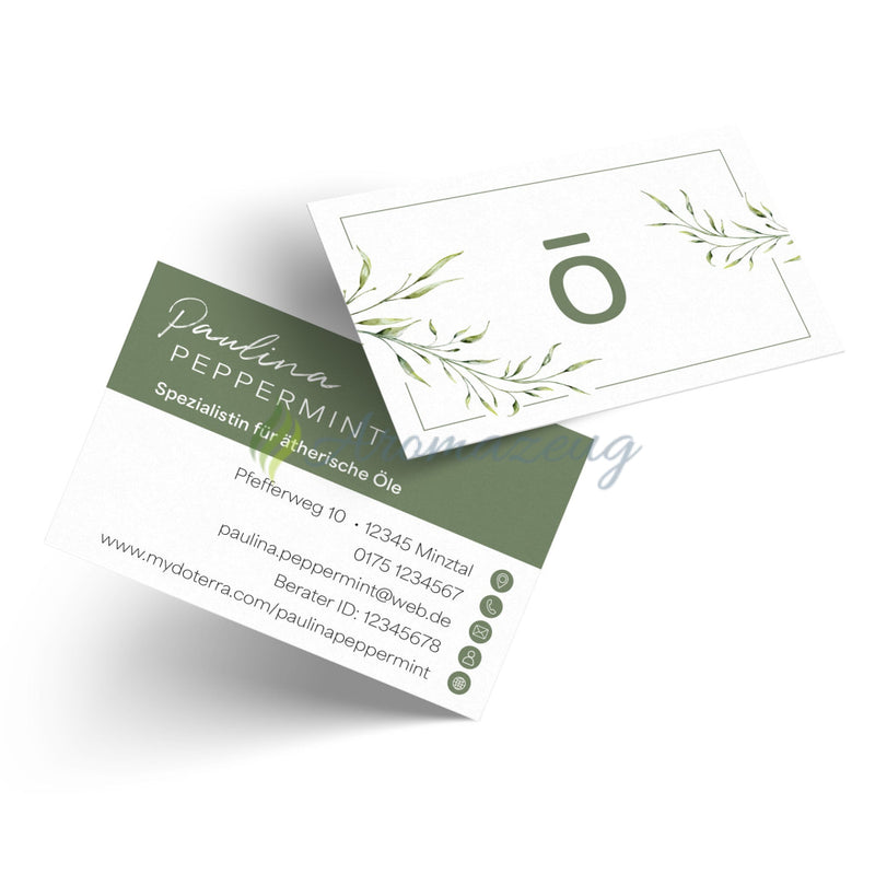 Laden Sie das Bild in Galerie -Viewer, 100 Personalisierte Visitenkarten Für Berater Olive Design Mit Ō-Logo Für

