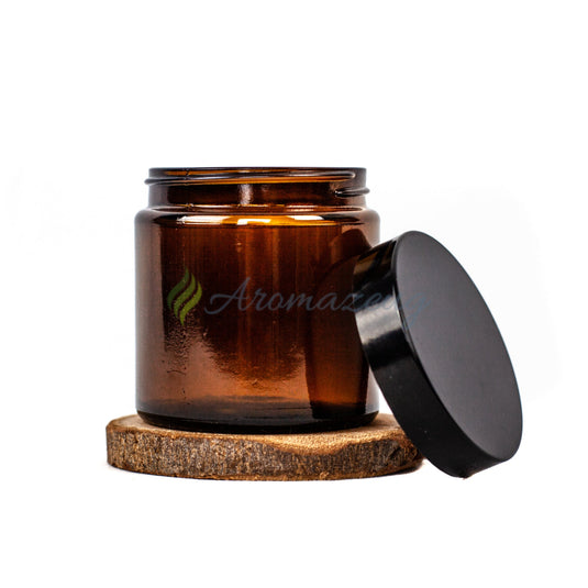 120 Ml Glastiegel Aus Braunglas Mit Schwarzem Deckel Behälter