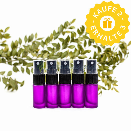 5 ml Deluxe Farbige Roll-On-Flaschen in Matt mit Spray-Aufsatz - Paket von 5 (SC) - Lila - Spray Flaschen