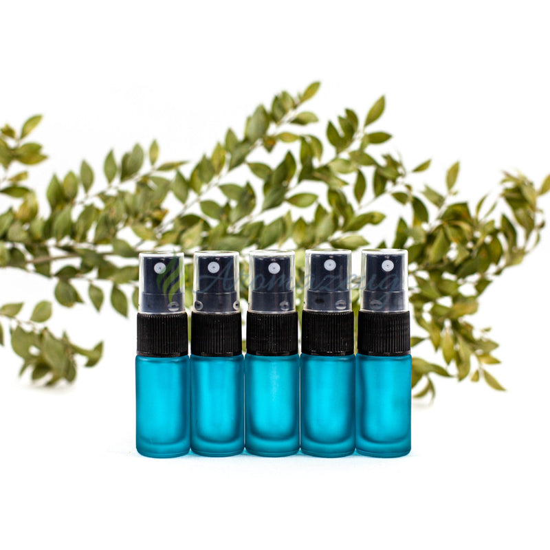 Laden Sie das Bild in Galerie -Viewer, 5 Ml Deluxe Farbige Roll-On-Flaschen In Matt Mit Spray-Aufsatz - Paket Von Hellblau Spray Flasche
