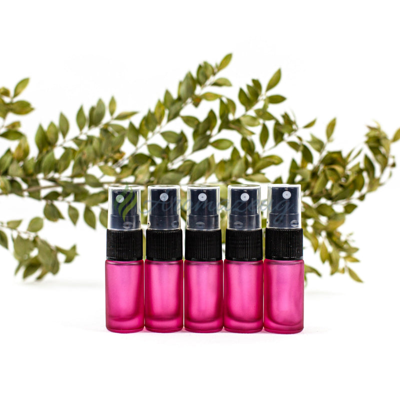 Laden Sie das Bild in Galerie -Viewer, 5 Ml Deluxe Farbige Roll-On-Flaschen In Matt Mit Spray-Aufsatz - Paket Von Rosa Spray Flasche
