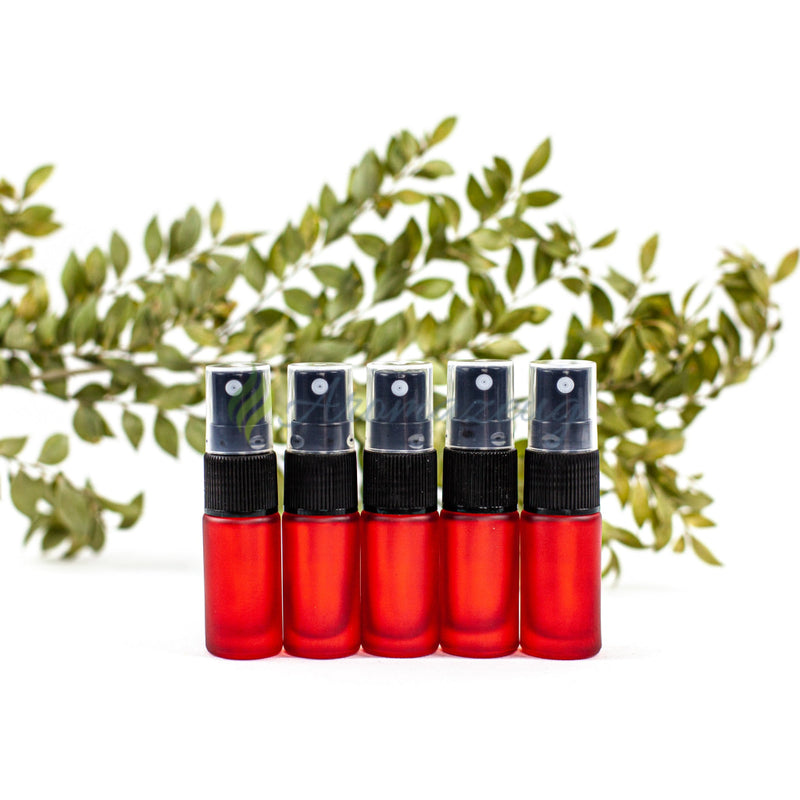 Laden Sie das Bild in Galerie -Viewer, 5 Ml Deluxe Farbige Roll-On-Flaschen In Matt Mit Spray-Aufsatz - Paket Von Rot Spray Flasche
