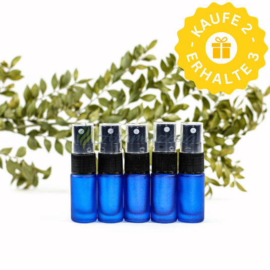 5 ml Deluxe Farbige Roll-On-Flaschen in Matt mit Spray-Aufsatz - Paket von 5 (SC) - Blau - Spray Flaschen