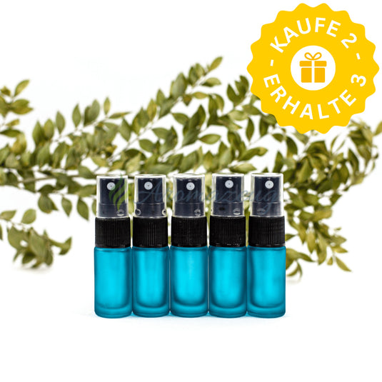 5 ml Deluxe Farbige Roll-On-Flaschen in Matt mit Spray-Aufsatz - Paket von 5 (SC) - Hellblau - Spray Flaschen