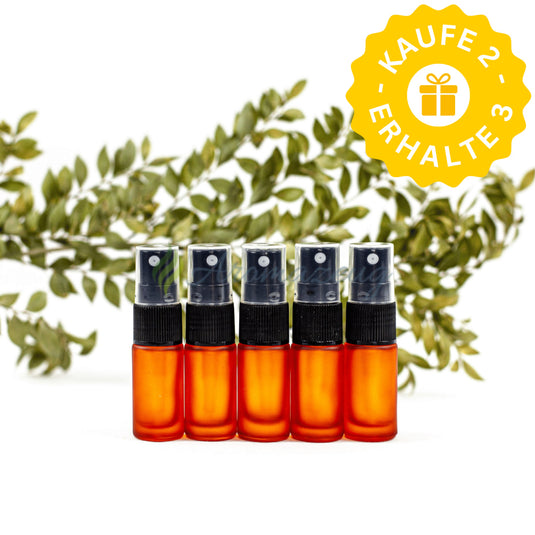 5 ml Deluxe Farbige Roll-On-Flaschen in Matt mit Spray-Aufsatz - Paket von 5 (SC) - Orange - Spray Flaschen
