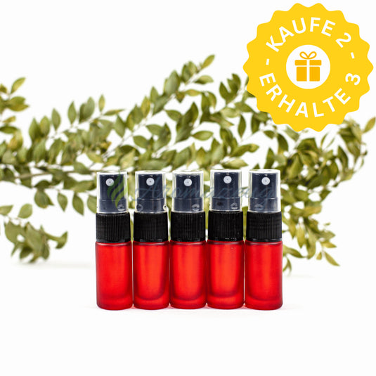 5 ml Deluxe Farbige Roll-On-Flaschen in Matt mit Spray-Aufsatz - Paket von 5 (SC) - Rot - Spray Flaschen