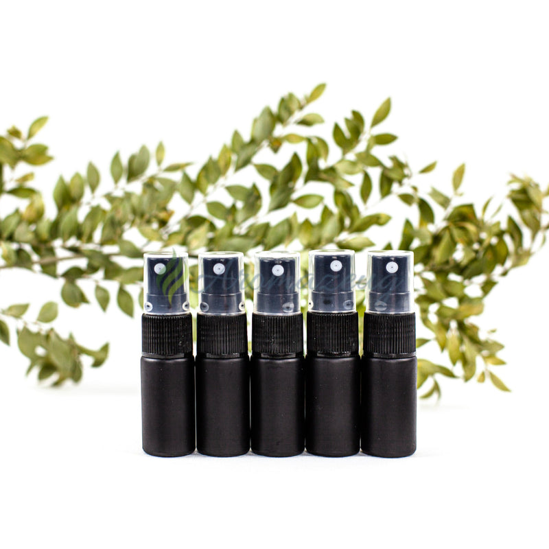 Laden Sie das Bild in Galerie -Viewer, 5 Ml Deluxe Farbige Roll-On-Flaschen In Matt Mit Spray-Aufsatz - Paket Von Schwarz Spray Flasche
