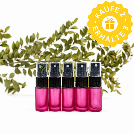 5 ml Deluxe Farbige Roll-On-Flaschen in Matt mit Spray-Aufsatz - Paket von 5 (SC) - Rosa - Spray Flaschen