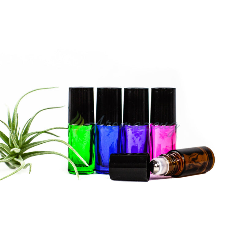 Laden Sie das Bild in Galerie -Viewer, 5 Ml Farbige Roll-On Flaschen Greenline Mit Weißen Edelstahl-Rollern (Paket Von 5) Mehrfarbig

