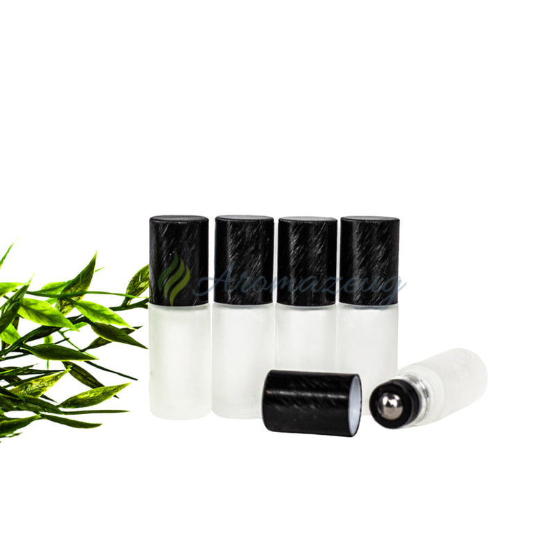 Laden Sie das Bild in Galerie -Viewer, 5 Ml Farbige Roll-On Flaschen In Matt Mit Metalldeckel Und Premium-Rollern (Paket Von 5) Weiß
