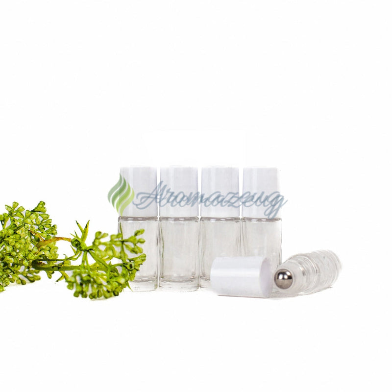 Laden Sie das Bild in Galerie -Viewer, 5 Ml Klare Roll-On Flaschen Mit Premium-Rollern (Paket Von 5) Weiß Flasche
