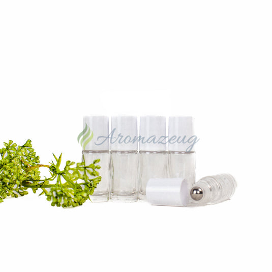 5 Ml Klare Roll-On Flaschen Mit Premium-Rollern (Paket Von 5) Weiß Flasche