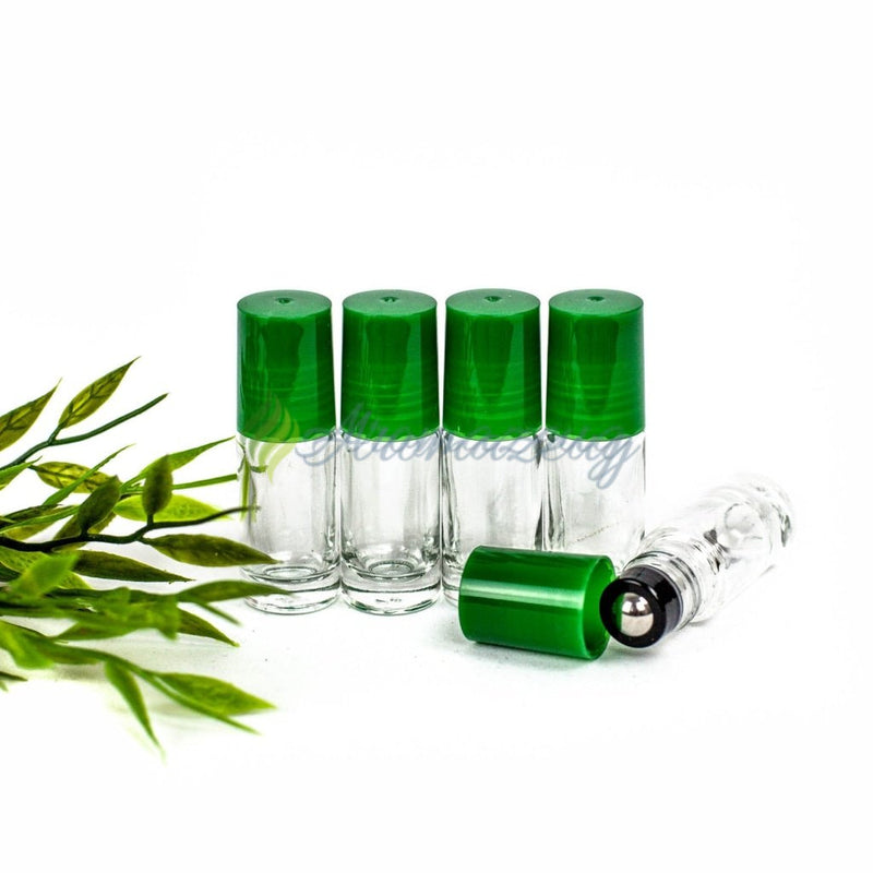 Laden Sie das Bild in Galerie -Viewer, 5 Ml Klare Roll-On Flaschen Mit Premium-Rollern - Paket Von Grün Flasche
