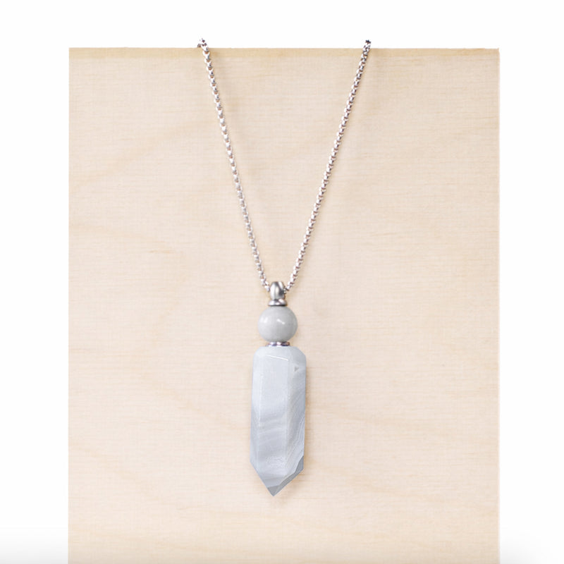 Laden Sie das Bild in Galerie -Viewer, Befüllbare Achat Edelstein Obelisk Halskette
