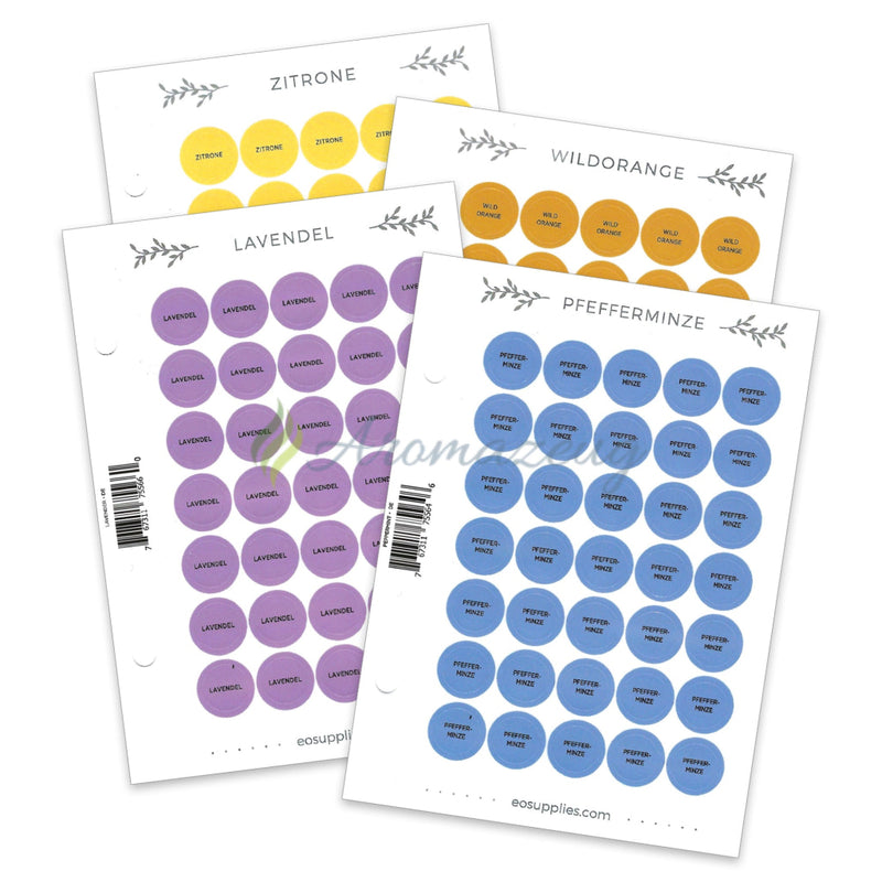 Laden Sie das Bild in Galerie -Viewer, Aufkleber Für Flaschen Deutsch (Einzelöle) - 35 Pro Seite Gerades Design
