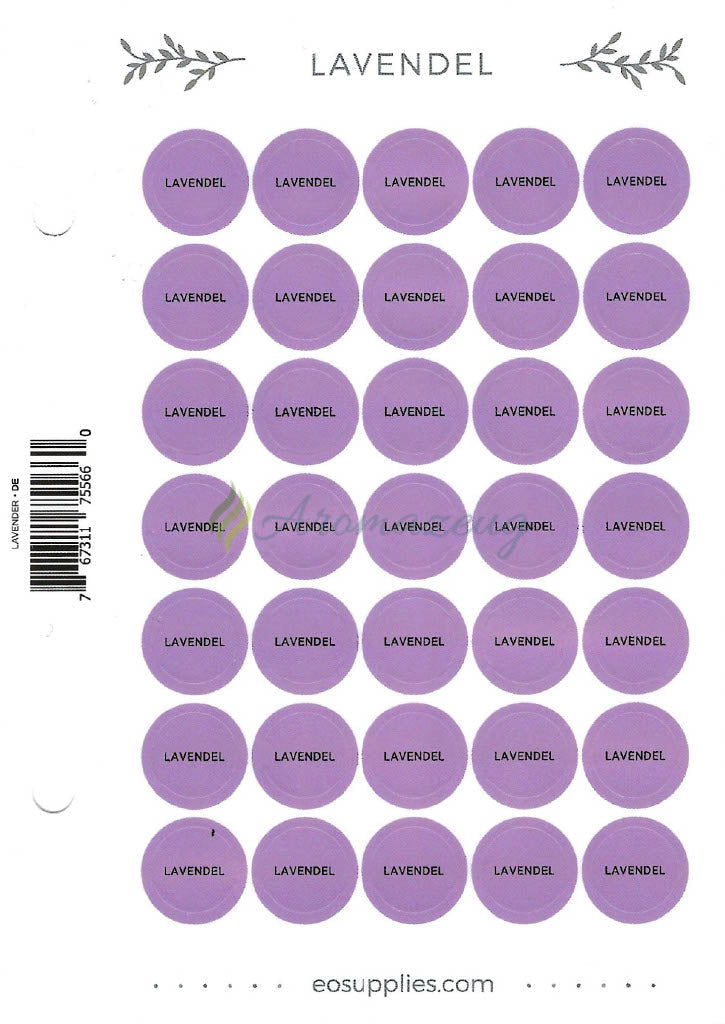 Laden Sie das Bild in Galerie -Viewer, Aufkleber Für Flaschen Deutsch (Einzelöle) - 35 Pro Seite Gerades Design Lavendel
