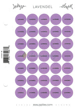 Aufkleber Für Flaschen Deutsch (Einzelöle) - 35 Pro Seite Gerades Design Lavendel