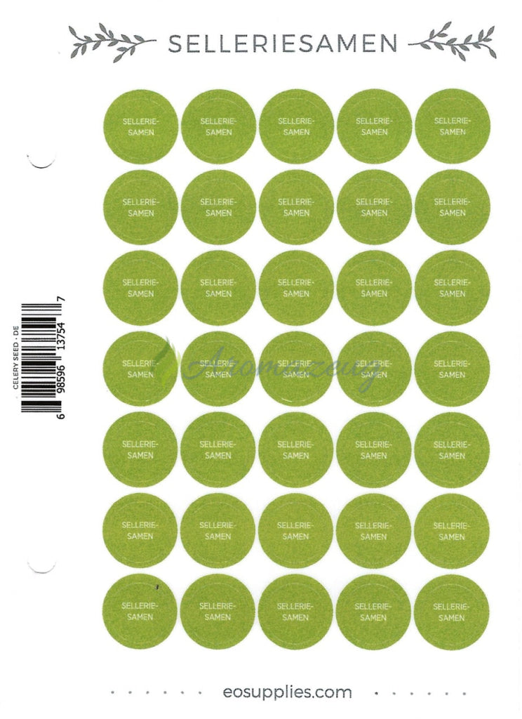 Laden Sie das Bild in Galerie -Viewer, Aufkleber Für Flaschen Deutsch (Einzelöle) - 35 Pro Seite Gerades Design Selleriesamen
