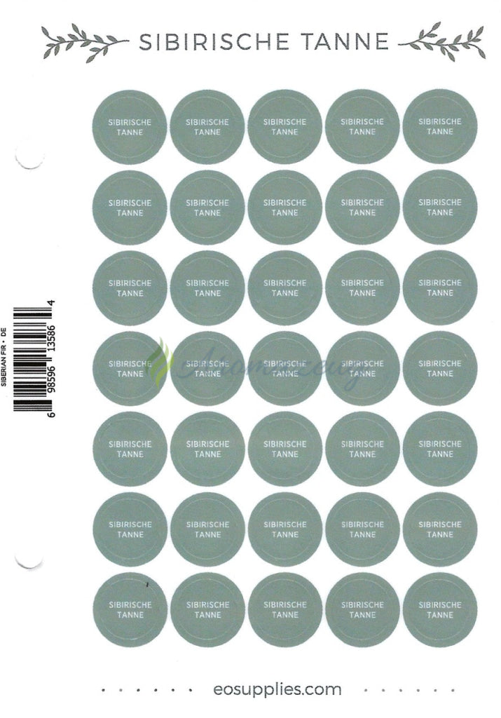 Laden Sie das Bild in Galerie -Viewer, Aufkleber Für Flaschen Deutsch (Einzelöle) - 35 Pro Seite Gerades Design Sibirische Tanne
