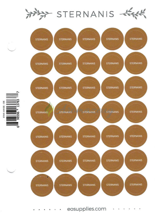 Aufkleber Für Flaschen Deutsch (Einzelöle) - 35 Pro Seite Gerades Design Sternanis