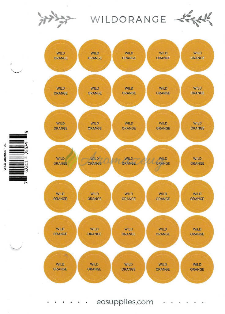 Laden Sie das Bild in Galerie -Viewer, Aufkleber Für Flaschen Deutsch (Einzelöle) - 35 Pro Seite Gerades Design Wildorange
