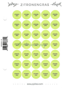 Aufkleber Für Flaschen Deutsch (Einzelöle) - 35 Pro Seite Gerades Design Zitronengras