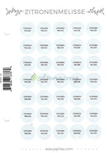 Aufkleber Für Flaschen Deutsch (Einzelöle) - 35 Pro Seite Gerades Design Zitronenmelisse