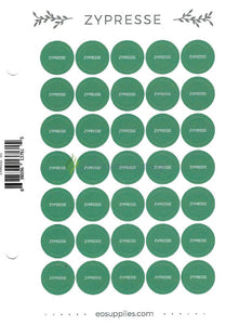 Aufkleber Für Flaschen Deutsch (Einzelöle) - 35 Pro Seite Gerades Design Zypresse