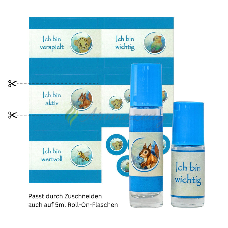 Laden Sie das Bild in Galerie -Viewer, Aufkleber Inklusive 10 Ml Roll-On Flaschen Passend Zum Affirmationskartenset Für Kinder (1. Auflage)
