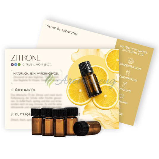 B-Ware: Info-Kärtchen ZITRONE mit 2ml Probeflaschen (10er-Pack) - Für Berater