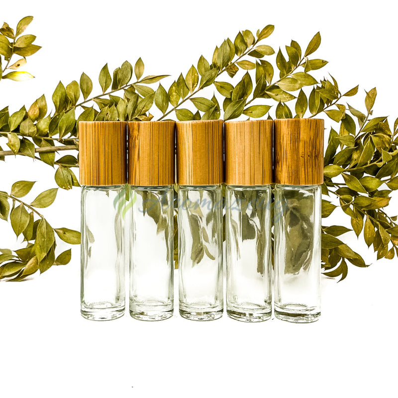 Glasflaschen Mit Bambusdeckel & Rollerball – 12 Ml, 6 Stück, Für ätherische Öle, Parfümproben & Reise