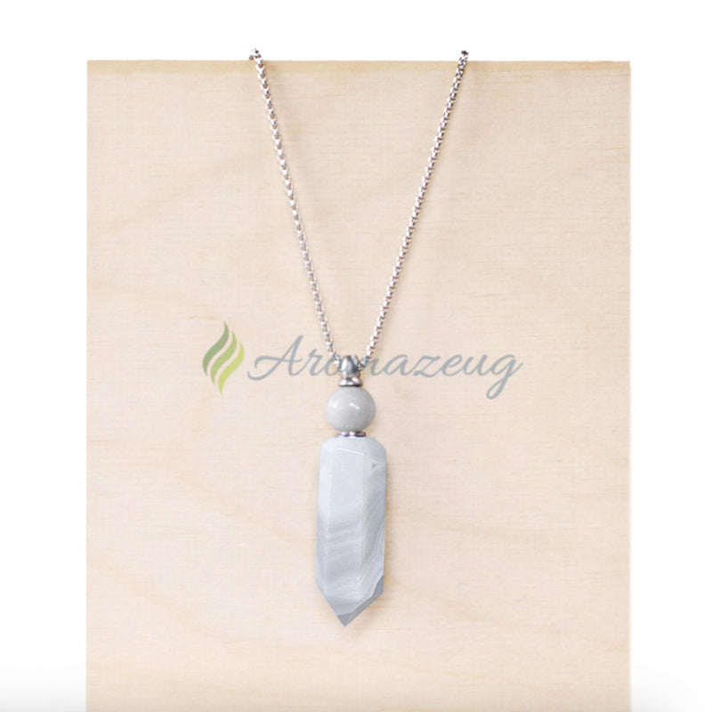 Laden Sie das Bild in Galerie -Viewer, Befüllbare Achat Edelstein Obelisk Halskette Schmuck
