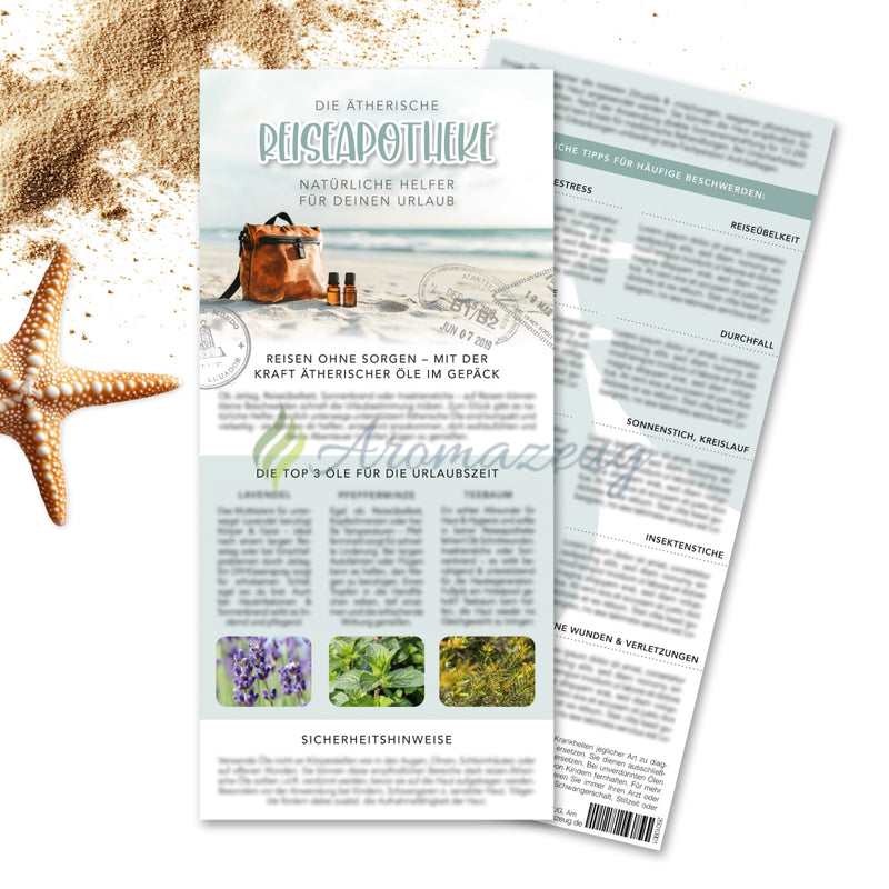 Laden Sie das Bild in Galerie -Viewer, Die ätherische Reiseapotheke: Natürliche Helfer für deinen Urlaub - Informationskarte Karten

